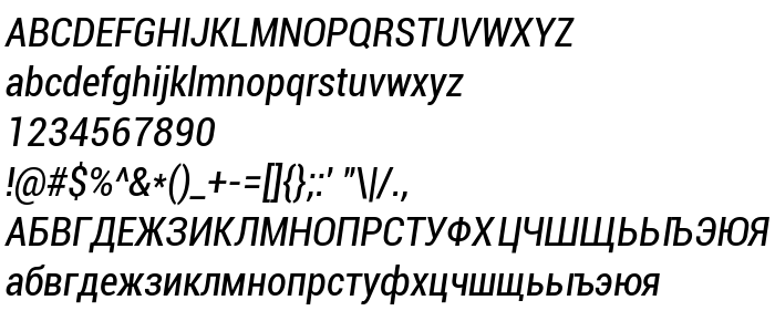 Aperçu de la police Roboto Condensed Italic