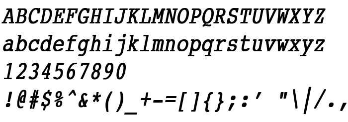 Aperçu de la police Courier Condensed Bold Italic