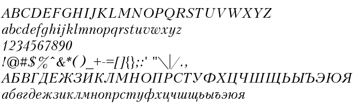 Aperçu de la police Peterburg Italic